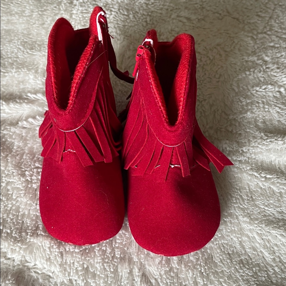 Fringed Red Kids Shoes